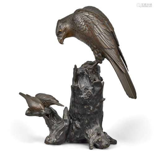 Japanese Bronze Bird of Prey Sculpture 19th Century