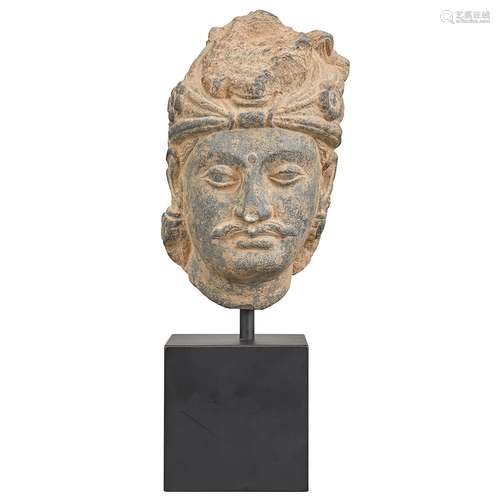 Gandharan Gray Schist Head of Buddha 2nd Century