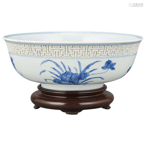 Chinese Blue and White Glazed Porcelain Bowl Kangxi Period