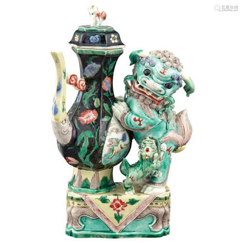Chinese Famile Verte Glazed Porcelain Fu Lion 18th Century