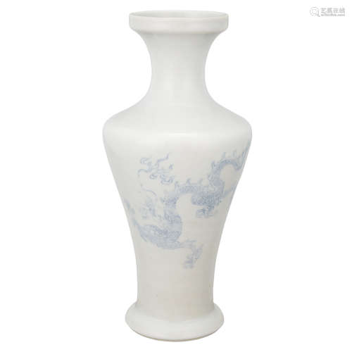 Chinese White and Blue Glazed Porcelain Vase 19th Century