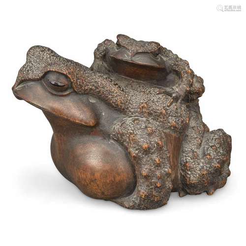 Japanese Boxwood Toad Group 19th Century