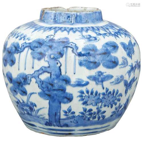 Chinese Blue and White Glazed Porcelain Jar Ming Dynasty