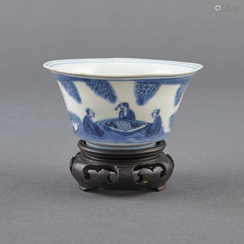 Chinese Blue and White Glazed Porcelain Cup Wanli Mark and of the Period