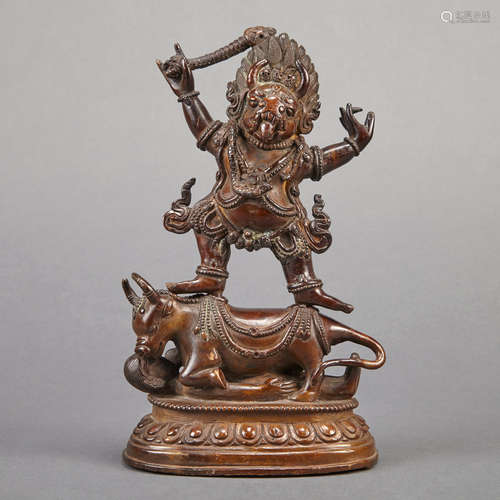 Tibetan Copper Alloy Figure of Yama Dharamaja