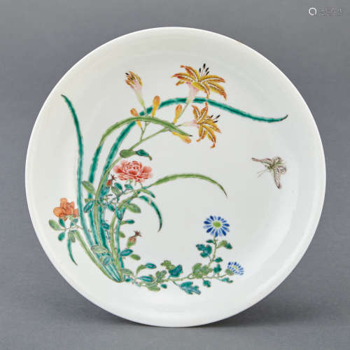 Chinese Famille Rose Glazed Porcelain Plate Qing Dynasty