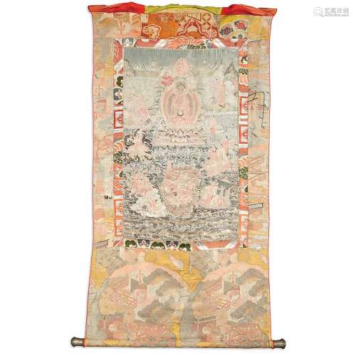 Chinese Silk Thangka of Buddha 19th Century