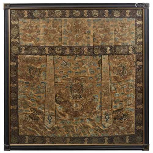 Chinese Embroidered Silk Robe Fragments Qing Dynasty