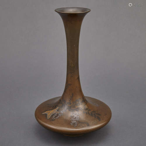 Japanese Inlaid Bronze Vase 19th Century