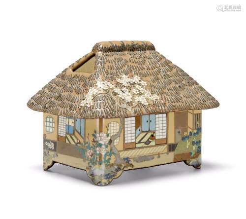A fine cloisonné-enamel covered box in the form of a cottage By Kumeno Teitaro (1861-1939), circa 1900