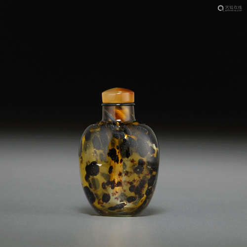 1730-1850年作 玻璃仿玳瑁搅色鼻烟壶