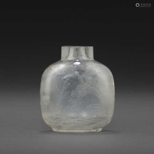 1760-1860年 水晶雕山水紋鼻煙壺
