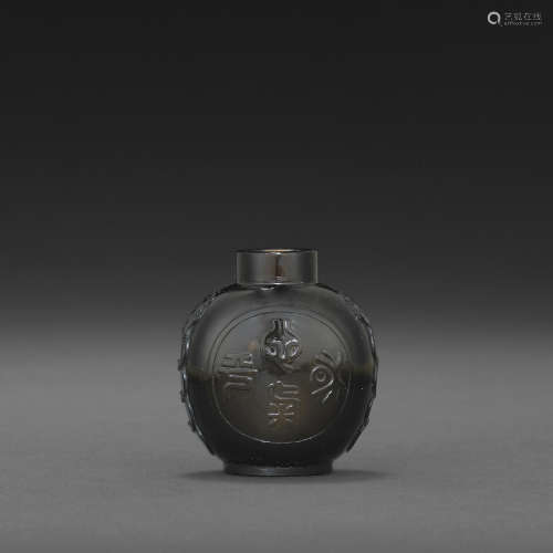 1780-1860年 茶色水晶「事理通達」及「心氣和平」鼻煙壺