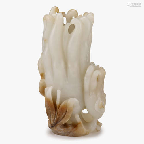 A Chinese white jade Buddha's hand citron vase, 20th century