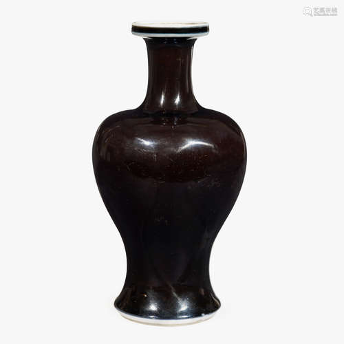 A Chinese mirror-black glazed porcelain baluster vase, 18th century