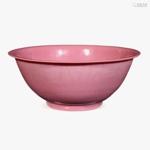 An exceptionally large Chinese pink glass bowl, 18th century