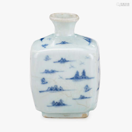 A small Korean blue and white porcelain square vase, joseon dynasty