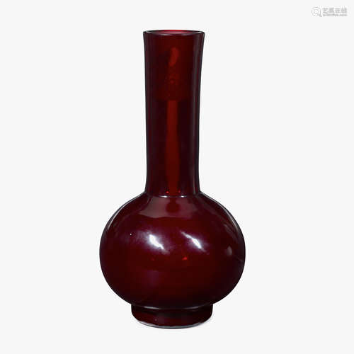 A Chinese ruby glass bottle vase, 18th century