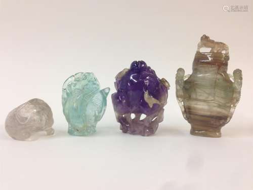 A group of four Chinese carved hardstones, 19th century
