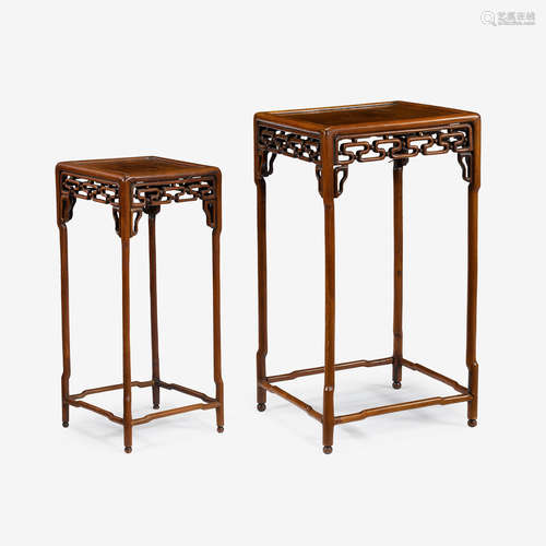 A set of two Chinese huanghuali square-form stands, late qing dynasty