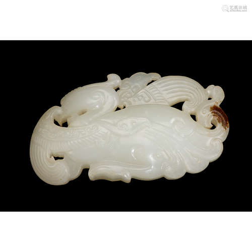 A Chinese white jade phoenix pendant, qing dynasty