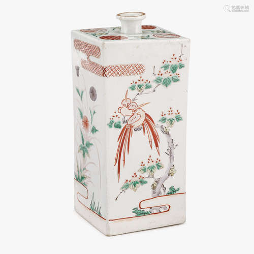 A Japanese rectangular ko-imari 'floral' square vase, edo period