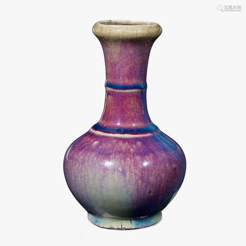 A Chinese flambé glazed porcelain bottle vase, 18th century