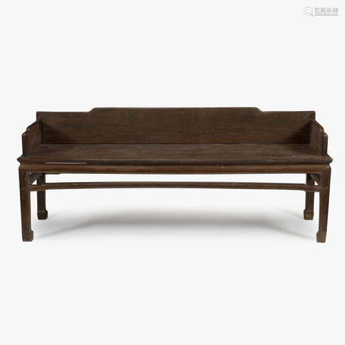 A Chinese partial zitan wood bench, qing dynasty