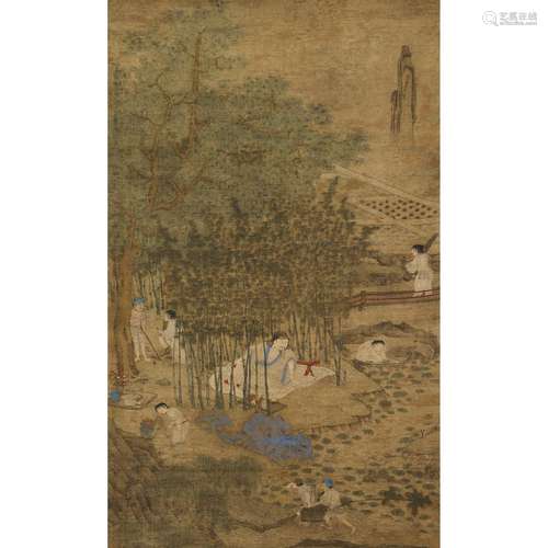 CHINESE SCHOOL, 18TH CENTURY, FIGURES IN A LANDSCAPE