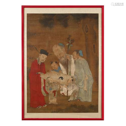 CHINESE SCHOOL, LATE MING DYNASTY, SANXING DEITIES FU, LU, SHOU