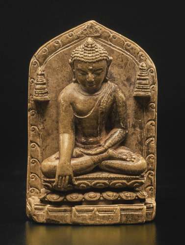 Pala period circa 12th Century A SEDIMENTARY STONE SHRINE DEPICTING SHAKYAMUNI BUDDHAEastern INDIA