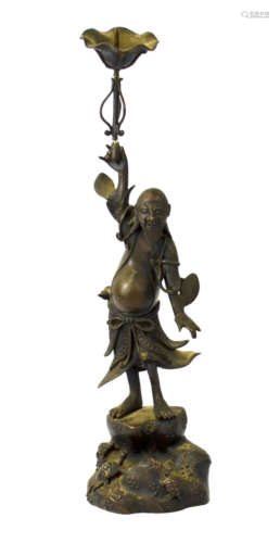 Chinese Bronze Figural Candle Holder