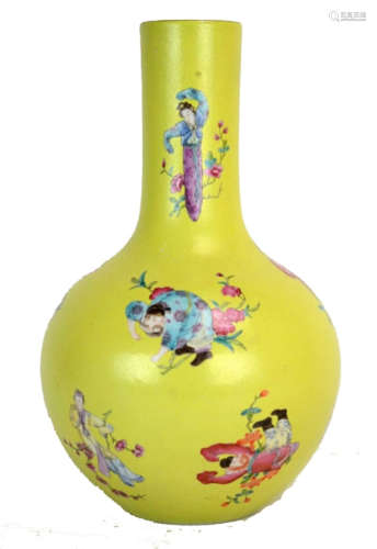 Republic Chinese Famille Rose Bottle-Shaped Vase