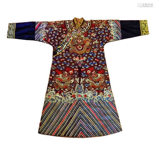 Chinese Silk Embroidered Dragon Robe