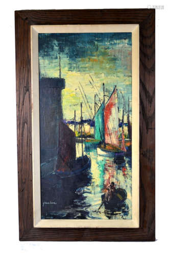 Signed Oil Painting of Boats