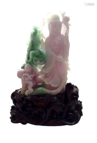 GIA Fine Chinese Carved Jadeite Figural Grouping