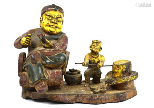 Chinese Cast Iron Sculpture with Figures