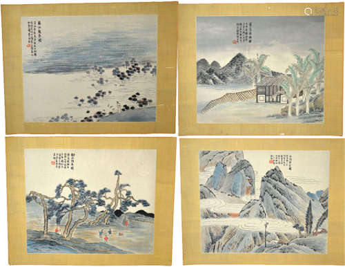 Four Chinese Watercolor Paintings on Paper