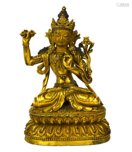 Chinese Gilt Bronze Figure of Buddha