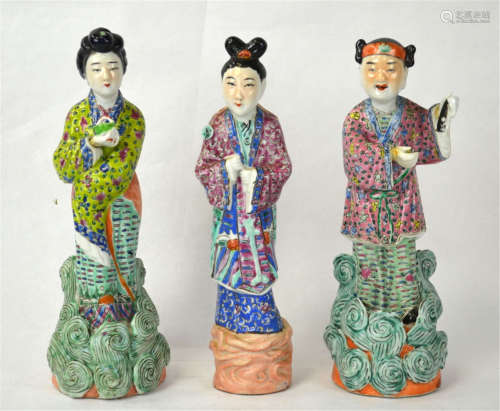 Three Chinese Porcelain Famille Rose Figures