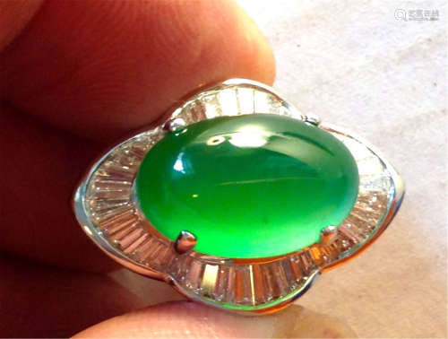Important Natural Green Jadeite Ring GIA CERT