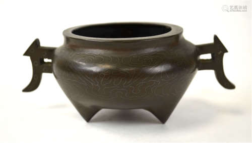 Chinese Bronze Tripod Incense Burner