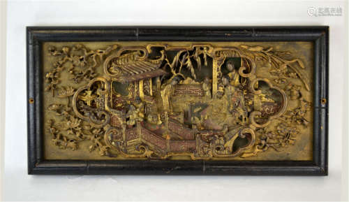 Chinese Finely Carved Lacquered Wood Panel