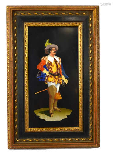 Framed Pietra Dura Musketeer Plaque