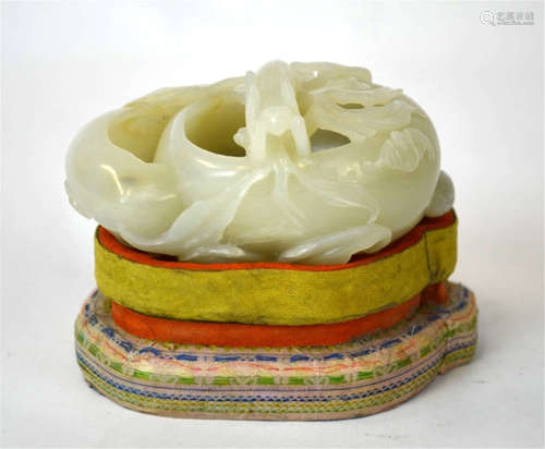 Chinese Carved White Jade Brushwasher