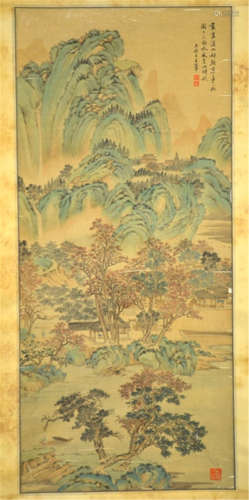 Chinese Watercolor Painting on Scroll