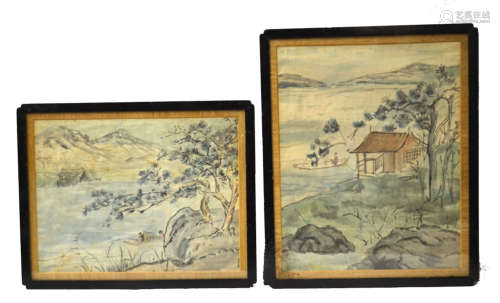 Pair of Chinese Framed Water Color Paintings