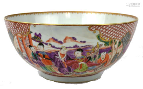 Chinese Porcelain Rose Medallion Bowl, 18th Cen.