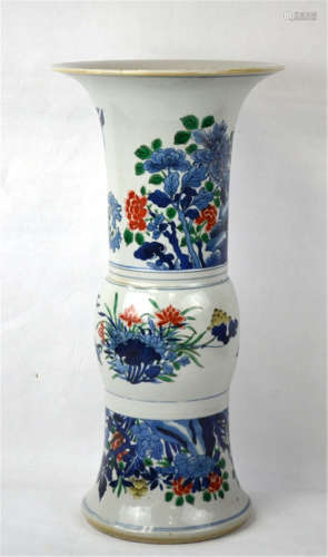 19th Cen. Chinese Famille Verte Beaker Vase (Gu)