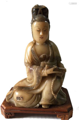Chinese Carved Soapstone Figure of Guanyin
